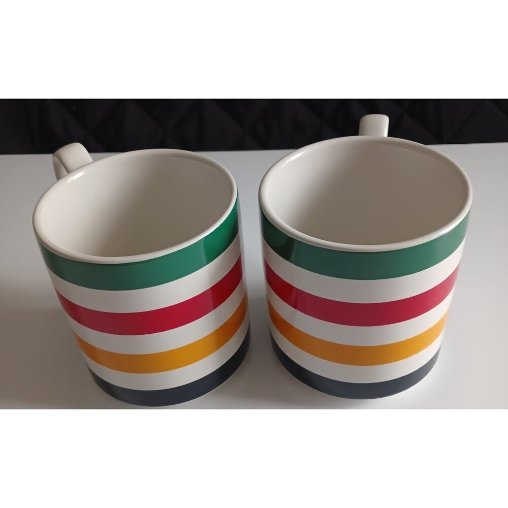 Hudson's Bay Company HBC Stripes Canada Set Of 2 Mugs NEW Coffee Tea Cups
